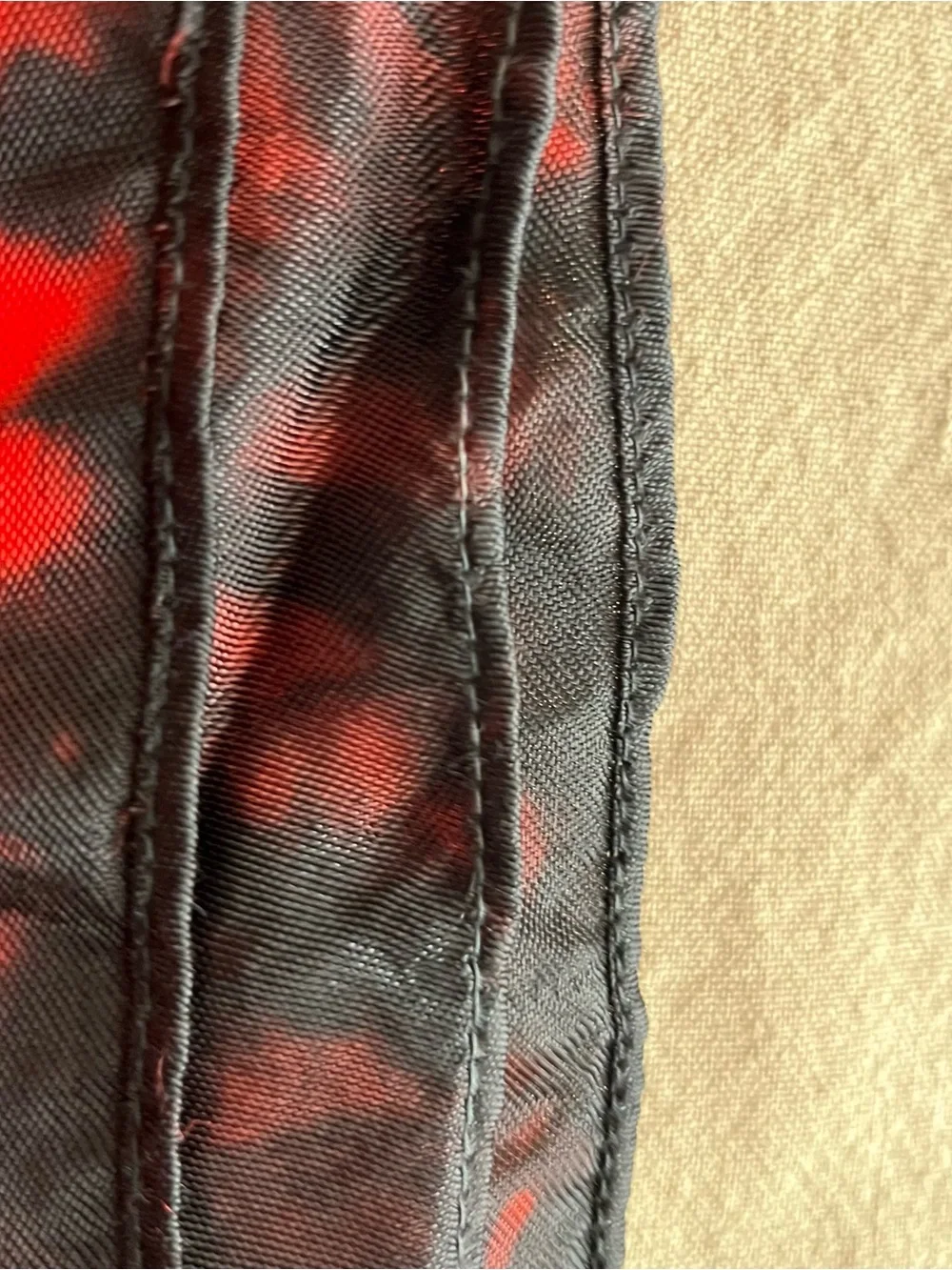 Red & Black Tie-Dye Silky Scarf with bold color
